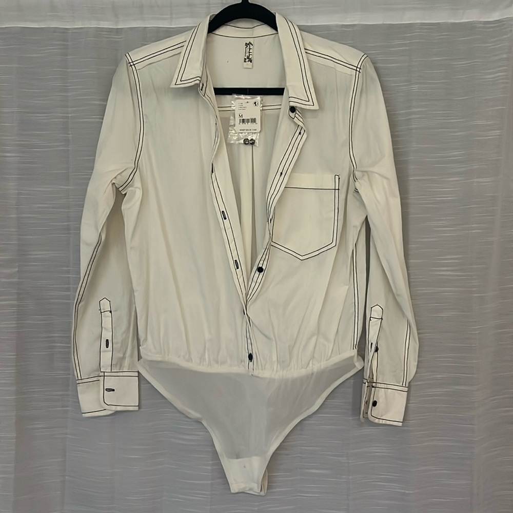 Free People Intimately Bodysuit Collared Shirt